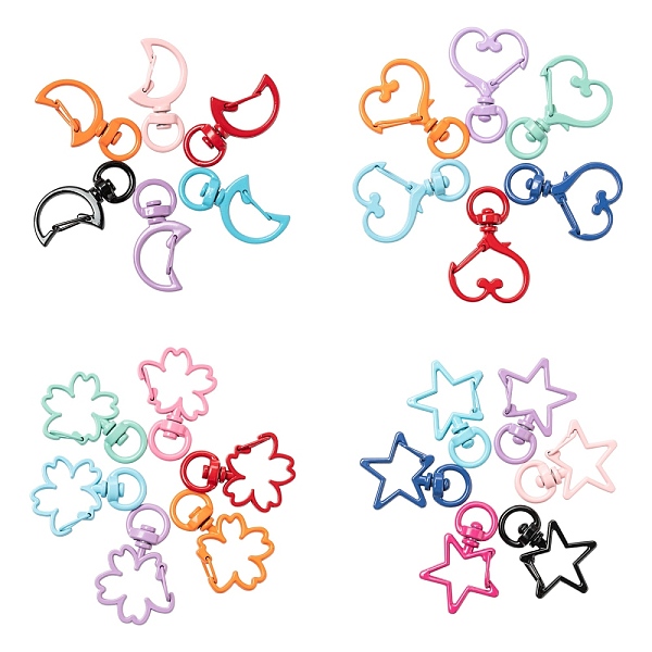 PandaHall 40Pcs 4 Style Spray Painted Alloy Swivel Snap Hooks Clasps, Star & Moon & Flower & Heart, Mixed Color, 34~35.5x19~24.5x6~6.5mm..., Multicolor
PandaHall 40Pcs 4 Style Spray Painted Alloy Swivel Snap Hooks Clasps, Star & Moon & Flower & Heart, Mixed Color, 34~35.5x19~24.5x6~6.5mm..., Multicolor