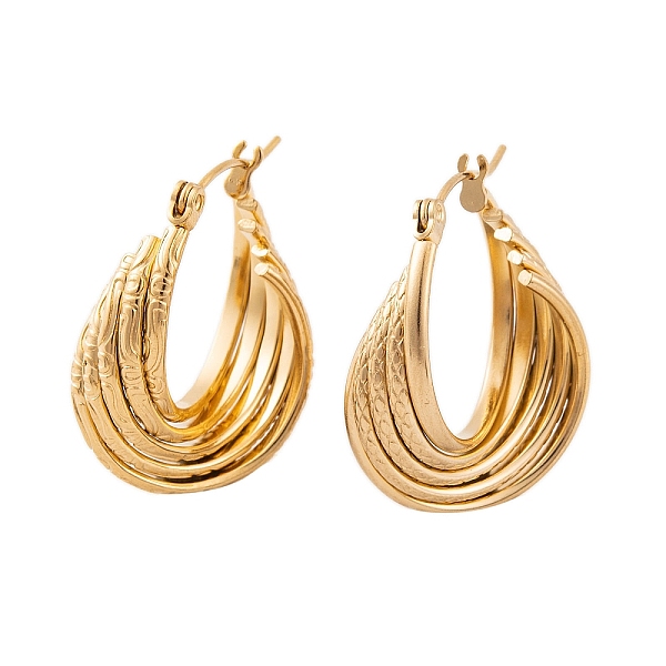 PandaHall Ion Plating(IP) 304 Stainless Steel Hoop Earrings for Women, Multi-Strand Oval, Real 18K Gold Plated, 26.5x8.5mm 304 Stainless...
PandaHall Ion Plating(IP) 304 Stainless Steel Hoop Earrings for Women, Multi-Strand Oval, Real 18K Gold Plated, 26.5x8.5mm 304 Stainless...