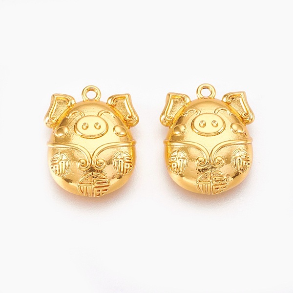 PandaHall Brass Chinese Symbol Pendants, Luck Piggy with Chinese Characters, Golden, 18x14.5x5mm, Hole: 1.4mm Brass Pig
PandaHall Brass Chinese Symbol Pendants, Luck Piggy with Chinese Characters, Golden, 18x14.5x5mm, Hole: 1.4mm Brass Pig