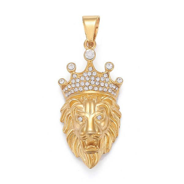 PandaHall 304 Stainless Steel Big Pendants, with Crystal Rhinestone, Lion Head with Crown, Golden, 55x27.5x15.5mm, Hole: 6x12mm Stainless..., Clear
PandaHall 304 Stainless Steel Big Pendants, with Crystal Rhinestone, Lion Head with Crown, Golden, 55x27.5x15.5mm, Hole: 6x12mm Stainless..., Clear