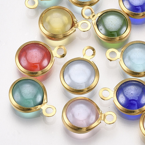 PandaHall Handmade Lampwork Charms, with 304 Stainless Steel Findings, Flat Round, Golden, Mixed Color, 9.5x6.5x2.5~3mm, Hole: 1.5mm..., Multicolor
PandaHall Handmade Lampwork Charms, with 304 Stainless Steel Findings, Flat Round, Golden, Mixed Color, 9.5x6.5x2.5~3mm, Hole: 1.5mm..., Multicolor