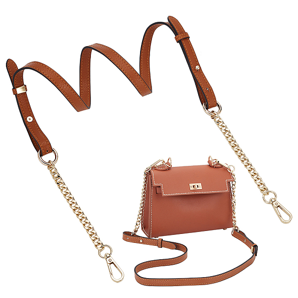 PandaHall Leather Adjustable Bag Straps, with Alloy Chain & Swivel Clasp, Light Gold, 112~120x1.4cm Leather
PandaHall Leather Adjustable Bag Straps, with Alloy Chain & Swivel Clasp, Light Gold, 112~120x1.4cm Leather