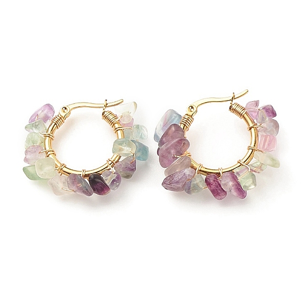 PandaHall Natural Fluorite Chips Braided Hoop Earrings, 304 Stainless Steel Wire Wrap Jewelry for Women, 25~27x28~33x7~9mm, Pin: 0.6mm...
PandaHall Natural Fluorite Chips Braided Hoop Earrings, 304 Stainless Steel Wire Wrap Jewelry for Women, 25~27x28~33x7~9mm, Pin: 0.6mm...