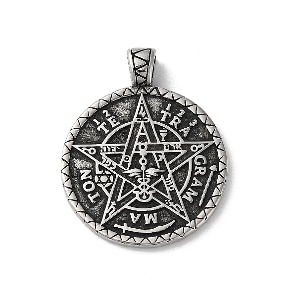 PandaHall Wicca 304 Stainless Steel Pendants, Flat Round with Star Charm, Antique Silver, 44.5x35.5x7mm, Hole: 6x5mm 304 Stainless Steel...
PandaHall Wicca 304 Stainless Steel Pendants, Flat Round with Star Charm, Antique Silver, 44.5x35.5x7mm, Hole: 6x5mm 304 Stainless Steel...