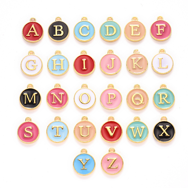 PandaHall Alloy Enamel Charms, 2 side Enamelled Sequins, Golden Plated, Flat Round with Alphabet, Letter, Golden, Random Mixed Color..., Multicolor
PandaHall Alloy Enamel Charms, 2 side Enamelled Sequins, Golden Plated, Flat Round with Alphabet, Letter, Golden, Random Mixed Color..., Multicolor