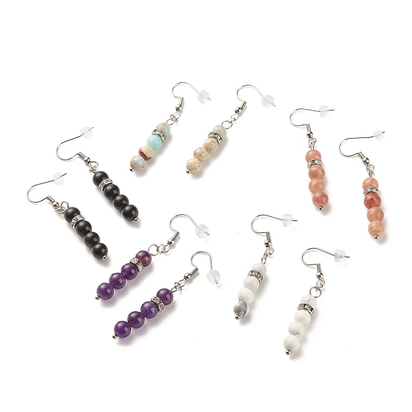 PandaHall Gemstone Round Beaded Dangle Earrings, 304 Stainless Steel Drop Earrings for Women, 54mm, Pin: 0.7mm Mixed Stone Clear
PandaHall Gemstone Round Beaded Dangle Earrings, 304 Stainless Steel Drop Earrings for Women, 54mm, Pin: 0.7mm Mixed Stone Clear