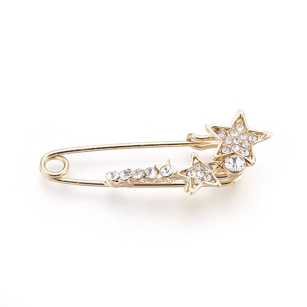 PandaHall Golden Plated Alloy Brooches, with Rhinestone, Star, Crystal, 40x17x7mm, Pin: 1mm Alloy+Rhinestone Clear
PandaHall Golden Plated Alloy Brooches, with Rhinestone, Star, Crystal, 40x17x7mm, Pin: 1mm Alloy+Rhinestone Clear