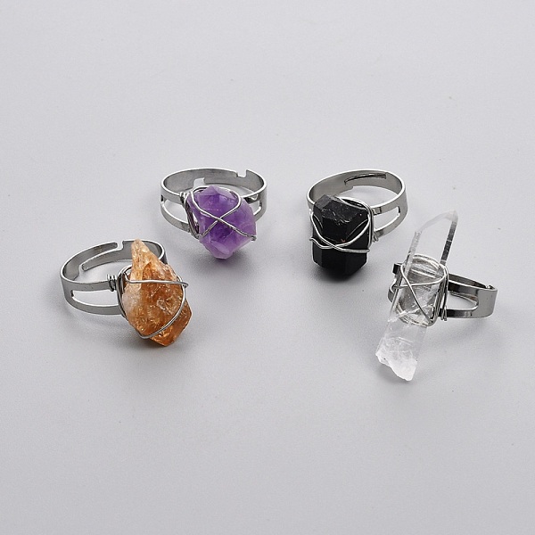 PandaHall Adjustable Wire Wrapped Natural Gemstone Finger Rings, with Platinum Plated Brass Findings, Nuggets, Size: 9, Inner Diameter...
PandaHall Adjustable Wire Wrapped Natural Gemstone Finger Rings, with Platinum Plated Brass Findings, Nuggets, Size: 9, Inner Diameter...