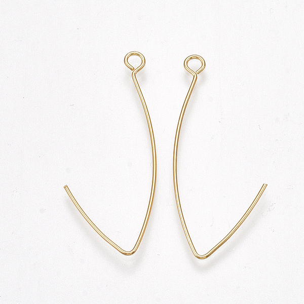 PandaHall Brass Earring Hooks, with Horizontal Loop, Nickel Free, Real 18K Gold Plated, 37~37.5x15~16x0.8mm, Hole: 2mm, Pin: 0.8mm Brass
PandaHall Brass Earring Hooks, with Horizontal Loop, Nickel Free, Real 18K Gold Plated, 37~37.5x15~16x0.8mm, Hole: 2mm, Pin: 0.8mm Brass