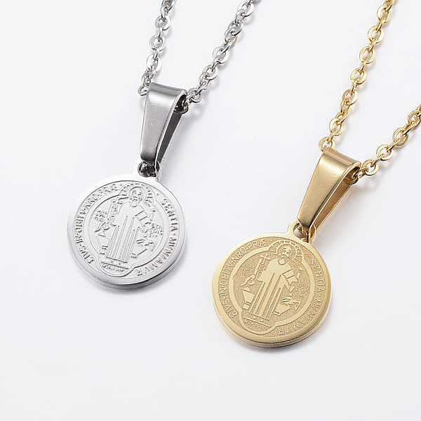 PandaHall 304 Stainless Steel Pendant Necklaces, Flat Round with San Benito Pattern, Mixed Color, 17.7 inch(45cm), 1.5mm 304 Stainless Steel..., Multicolor
PandaHall 304 Stainless Steel Pendant Necklaces, Flat Round with San Benito Pattern, Mixed Color, 17.7 inch(45cm), 1.5mm 304 Stainless Steel..., Multicolor