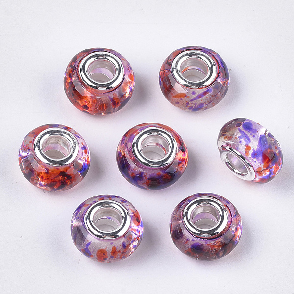 PandaHall Resin European Beads, Large Hole Beads, with Silver Color Plated Brass Cores, Rondelle, Colorful, 14x8.5~9mm, Hole: 5mm...
PandaHall Resin European Beads, Large Hole Beads, with Silver Color Plated Brass Cores, Rondelle, Colorful, 14x8.5~9mm, Hole: 5mm...