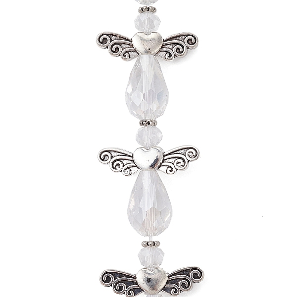 PandaHall Angel Fairy Shape Electroplate Transparent Glass Beads Strands, with Tibetan Style Alloy Wing Beads and Nylon Wire, Clear...
PandaHall Angel Fairy Shape Electroplate Transparent Glass Beads Strands, with Tibetan Style Alloy Wing Beads and Nylon Wire, Clear...