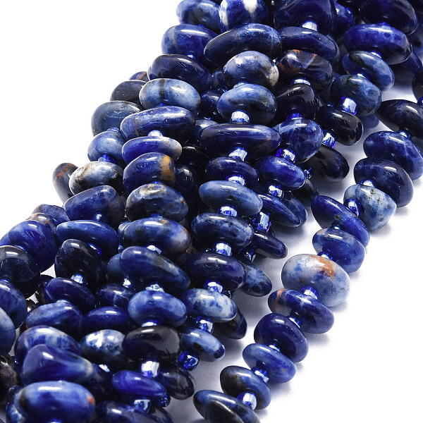 PandaHall Natural Sodalite Beads Strands, Nuggets, 8~11x9~14x1.5~5mm, Hole: 0.8mm, about 74pcs/strand, 15.55''(39.5cm) Sodalite Nuggets
PandaHall Natural Sodalite Beads Strands, Nuggets, 8~11x9~14x1.5~5mm, Hole: 0.8mm, about 74pcs/strand, 15.55''(39.5cm) Sodalite Nuggets