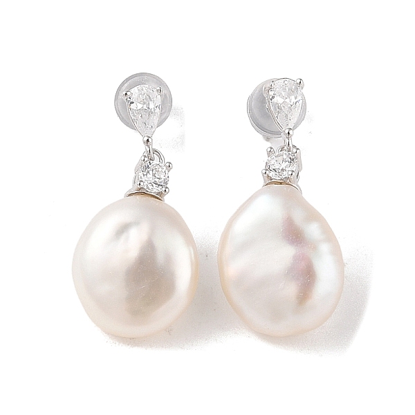 PandaHall Sterling Silver Stud Earrings, with Natural Pearl and Cubic Zirconia, Jewely for Women, Platinum, 24.5x11mm Sterling Silver Round
PandaHall Sterling Silver Stud Earrings, with Natural Pearl and Cubic Zirconia, Jewely for Women, Platinum, 24.5x11mm Sterling Silver Round