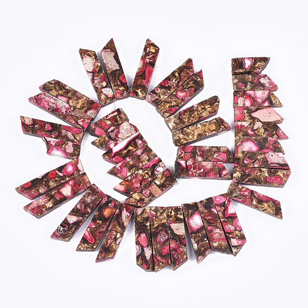 PandaHall Assembled Synthetic Imperial Jasper & Natural Bronzite Beads Strands, Top Drilled Beads, Dyed, Graduated Rectangle, Cerise..., Red
PandaHall Assembled Synthetic Imperial Jasper & Natural Bronzite Beads Strands, Top Drilled Beads, Dyed, Graduated Rectangle, Cerise..., Red