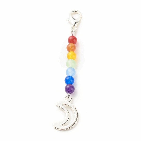 PandaHall Chakra Theme Natural & Dyed Malaysia Jade Beaded Pendant Decorations, with Lobster Claw Clasps, Alloy Pendants, Moon, Colorful..., Multicolor
PandaHall Chakra Theme Natural & Dyed Malaysia Jade Beaded Pendant Decorations, with Lobster Claw Clasps, Alloy Pendants, Moon, Colorful..., Multicolor