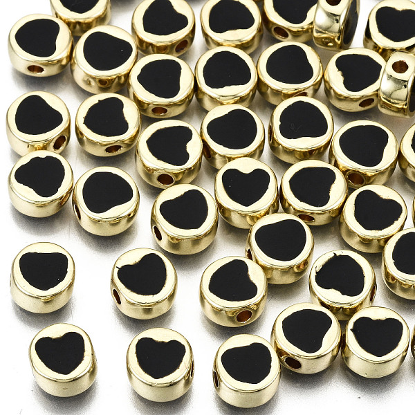 PandaHall Alloy Enamel Beads, Cadmium Free & Lead Free, Flat Round with Heart, Light Gold, Black, 8x4mm, Hole: 1.5mm Alloy+Enamel Flat Round...
PandaHall Alloy Enamel Beads, Cadmium Free & Lead Free, Flat Round with Heart, Light Gold, Black, 8x4mm, Hole: 1.5mm Alloy+Enamel Flat Round...