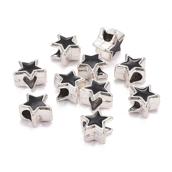 PandaHall Alloy Enamel European Beads, Large Hole Beads, Lead Free & Cadmium Free, Star, Black, Antique Silver, 11x11x7.5mm, Hole: 4.5mm...
PandaHall Alloy Enamel European Beads, Large Hole Beads, Lead Free & Cadmium Free, Star, Black, Antique Silver, 11x11x7.5mm, Hole: 4.5mm...