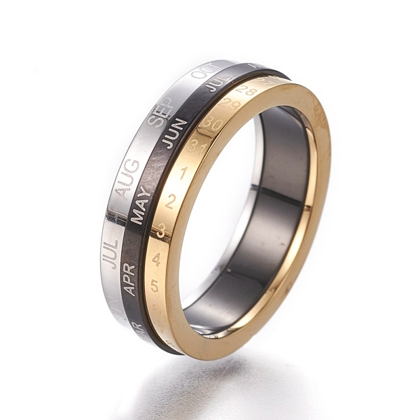 PandaHall 304 Stainless Steel Finger Rings, Spinner Rings, with Month and Date, Mixed Color, Size 6~9, 16~19mm 304 Stainless Steel
PandaHall 304 Stainless Steel Finger Rings, Spinner Rings, with Month and Date, Mixed Color, Size 6~9, 16~19mm 304 Stainless Steel