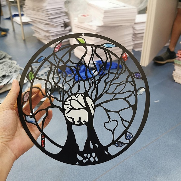 PandaHall Iron Tree of Life Pendant Decorations, for Window Hanging Decorations, Black, 250x0.8mm Iron Flat Round Black
PandaHall Iron Tree of Life Pendant Decorations, for Window Hanging Decorations, Black, 250x0.8mm Iron Flat Round Black