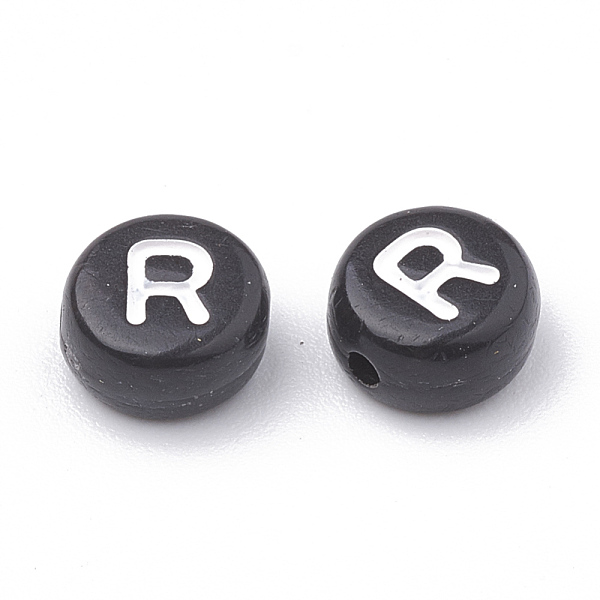 PandaHall Opaque Acrylic Beads, Horizontal Hole, Alphabet Style, Flat Round, Letter.R, 7x4mm, Hole: 1.5mm, about 3700pcs/500g Acrylic Letter..., Black
PandaHall Opaque Acrylic Beads, Horizontal Hole, Alphabet Style, Flat Round, Letter.R, 7x4mm, Hole: 1.5mm, about 3700pcs/500g Acrylic Letter..., Black