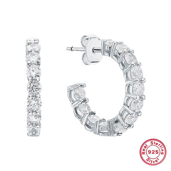 PandaHall Rhodium Plated 925 Sterling Silver Ring Stud Earrings, Half Hoop Earrings, Platinum, 12mm Sterling Silver Ring
PandaHall Rhodium Plated 925 Sterling Silver Ring Stud Earrings, Half Hoop Earrings, Platinum, 12mm Sterling Silver Ring
