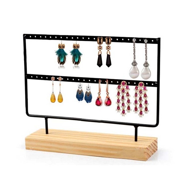 PandaHall Double Levels Rectangle Iron Earring Display Stand, Jewelry Display Rack, with Wood Findings Foundation, Black, 29.3x6.9x21.5cm...
PandaHall Double Levels Rectangle Iron Earring Display Stand, Jewelry Display Rack, with Wood Findings Foundation, Black, 29.3x6.9x21.5cm...