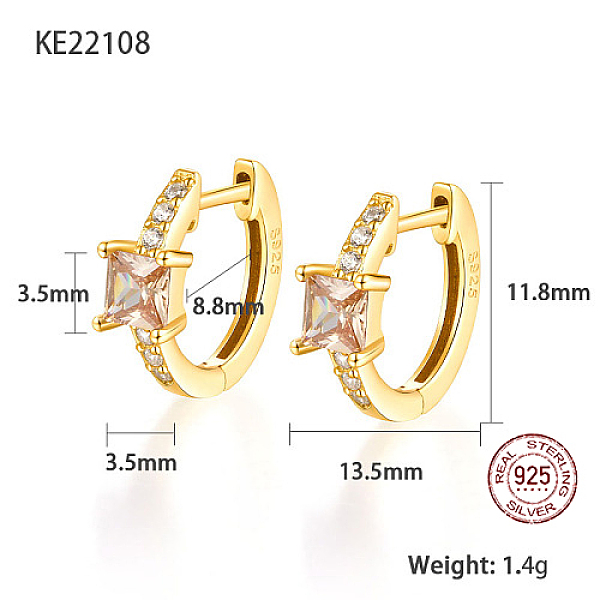 PandaHall Real 18K Gold Plated 925 Sterling Silver Hoop Earrings, Square Cubic Zirconia Earrings, with S925 Stamp, PeachPuff, 11.8x13.5mm..., Brown
PandaHall Real 18K Gold Plated 925 Sterling Silver Hoop Earrings, Square Cubic Zirconia Earrings, with S925 Stamp, PeachPuff, 11.8x13.5mm..., Brown