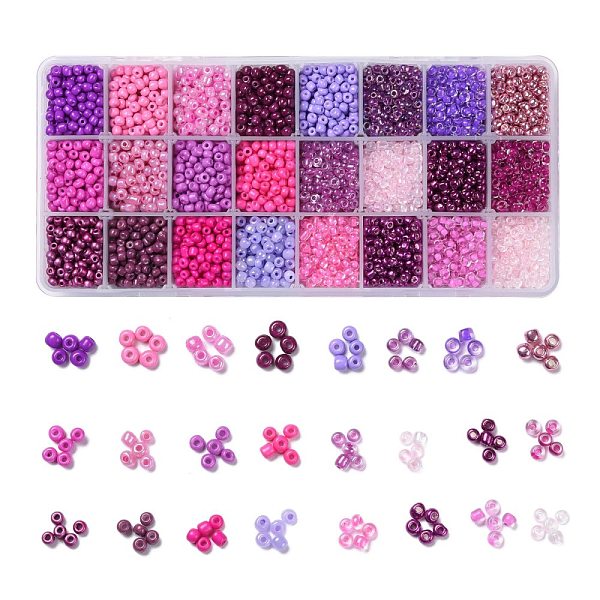 PandaHall Purple Series 600G 24 Colors Glass Seed Beads, Round, Mixed Color, 6/0, 4~5x2.5~4.5mm, Hole: 1.2~1.5mm, 25g/color Glass Multicolor
PandaHall Purple Series 600G 24 Colors Glass Seed Beads, Round, Mixed Color, 6/0, 4~5x2.5~4.5mm, Hole: 1.2~1.5mm, 25g/color Glass Multicolor