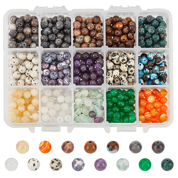 PandaHall 750 Pcs 15 Styles Natural Gemstone Beads, 6mm Mixed Stone Spacer Beads Natural Round Loose Beads Smooth Stone Beads for DIY...
PandaHall 750 Pcs 15 Styles Natural Gemstone Beads, 6mm Mixed Stone Spacer Beads Natural Round Loose Beads Smooth Stone Beads for DIY...