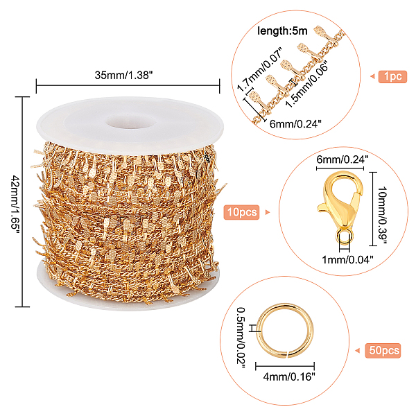 PandaHall Olycraft DIY Chain Necklace Making Kits, Including Brass Curb Chains, Alloy Clasps, Golden, Chain: 5m/bag Brass
PandaHall Olycraft DIY Chain Necklace Making Kits, Including Brass Curb Chains, Alloy Clasps, Golden, Chain: 5m/bag Brass