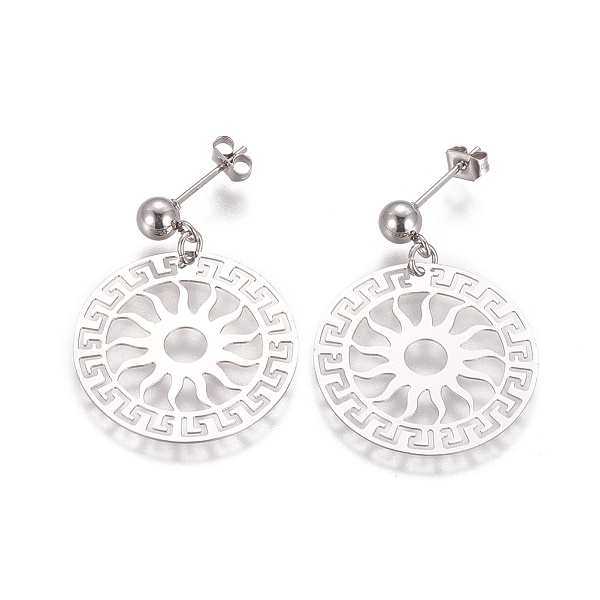 PandaHall 304 Stainless Steel Dangle Stud Earrings, Hypoallergenic Earrings, with Ear Nuts/Earring Back, Flat Round with Sun, Stainless...
PandaHall 304 Stainless Steel Dangle Stud Earrings, Hypoallergenic Earrings, with Ear Nuts/Earring Back, Flat Round with Sun, Stainless...