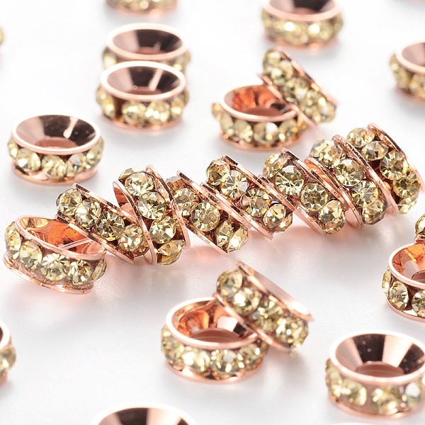 PandaHall Brass Rhinestone Spacer Beads, Grade A, Rondelle, Jonquil, 9x4mm Brass+Rhinestone Rondelle Yellow
PandaHall Brass Rhinestone Spacer Beads, Grade A, Rondelle, Jonquil, 9x4mm Brass+Rhinestone Rondelle Yellow