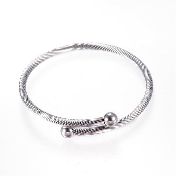 PandaHall 304 Stainless Steel Bangles, Torque Bangles, Stainless Steel Color, 50mm(2 inch) 304 Stainless Steel
PandaHall 304 Stainless Steel Bangles, Torque Bangles, Stainless Steel Color, 50mm(2 inch) 304 Stainless Steel