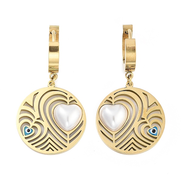 PandaHall Flat Round with Heart 304 Stainless Steel Dangle Earrings, ABS Plastic Pearl and Enamel Evil Eye Hoop Earrings for Women, Real 18K...
PandaHall Flat Round with Heart 304 Stainless Steel Dangle Earrings, ABS Plastic Pearl and Enamel Evil Eye Hoop Earrings for Women, Real 18K...