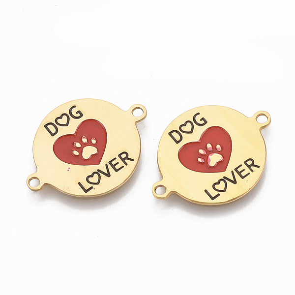 PandaHall 304 Stainless Steel Links connectors, with Enamel, Flat Round with Dog Footprint Lover, Golden, 16x21x1mm, Hole: 1mm 304 Stainless..., Red
PandaHall 304 Stainless Steel Links connectors, with Enamel, Flat Round with Dog Footprint Lover, Golden, 16x21x1mm, Hole: 1mm 304 Stainless..., Red