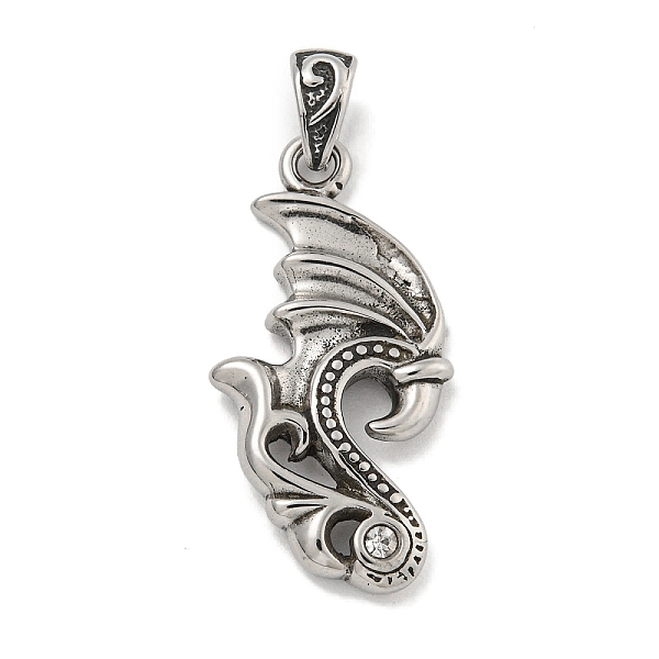 PandaHall 316 Surgical Stainless Steel Pendants, with Rhinestones, Dragon Charm, Antique Silver, 34x17x3.8mm, Hole: 5.4x3.9mm Stainless...
PandaHall 316 Surgical Stainless Steel Pendants, with Rhinestones, Dragon Charm, Antique Silver, 34x17x3.8mm, Hole: 5.4x3.9mm Stainless...