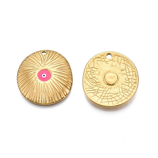PandaHall 304 Stainless Steel Enamel Pendants, Real 18K Gold Plated, Flat Round with Evil Eye, Hot Pink, 19.5x18.5x2mm, Hole: 1.2mm...
PandaHall 304 Stainless Steel Enamel Pendants, Real 18K Gold Plated, Flat Round with Evil Eye, Hot Pink, 19.5x18.5x2mm, Hole: 1.2mm...