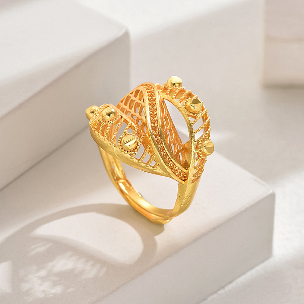 PandaHall Fashionable European and American Style Wheat Lucky Cuff Ring, Brass Hollow Wedding Jewelry for Women, Real 18K Gold Plated Brass
PandaHall Fashionable European and American Style Wheat Lucky Cuff Ring, Brass Hollow Wedding Jewelry for Women, Real 18K Gold Plated Brass