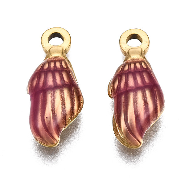 PandaHall 304 Stainless Steel Pendants, with Enamel, Spiral Shell, Golden, Medium Violet Red, 18.5x7.5x4mm, Hole: 1.5mm Stainless...
PandaHall 304 Stainless Steel Pendants, with Enamel, Spiral Shell, Golden, Medium Violet Red, 18.5x7.5x4mm, Hole: 1.5mm Stainless...