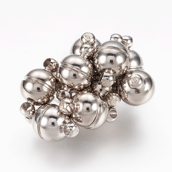PandaHall Brass Magnetic Clasps with Loops, Round, Platinum, 14x8mm, Hole: 1mm Brass Round
PandaHall Brass Magnetic Clasps with Loops, Round, Platinum, 14x8mm, Hole: 1mm Brass Round