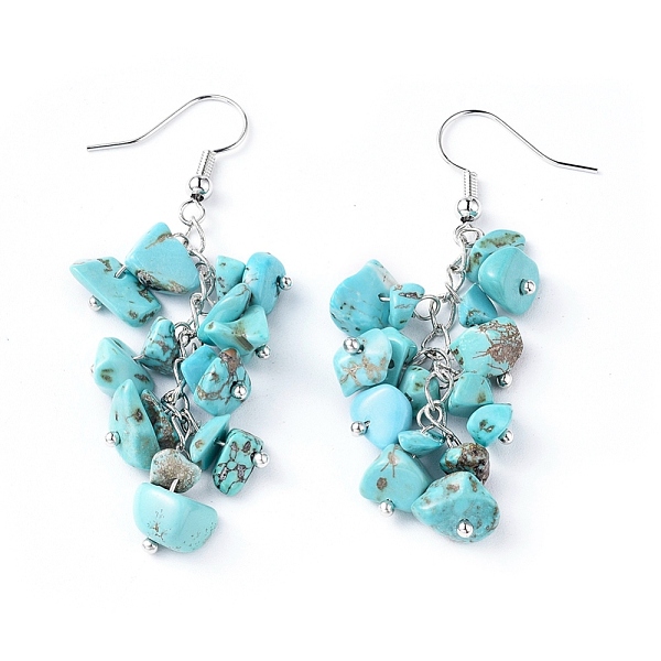 PandaHall Dangle Earrings, Cluster Earrings, with Synthetic Turquoise Chips and Platinum Plated Brass Earring Hooks, 60~63mm, Pin: 0.5mm...
PandaHall Dangle Earrings, Cluster Earrings, with Synthetic Turquoise Chips and Platinum Plated Brass Earring Hooks, 60~63mm, Pin: 0.5mm...