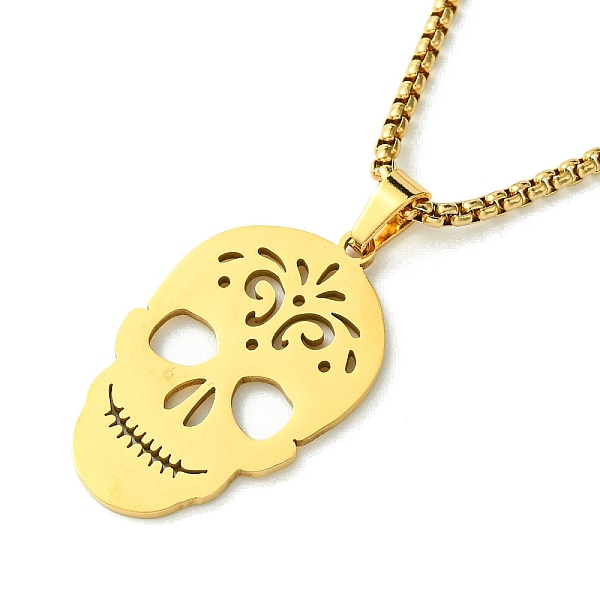 PandaHall Titanium Steel Pendant Necklaces, Box Chains, Skull, Golden, 23.66 inch(60.1cm) Titanium Steel Skull
PandaHall Titanium Steel Pendant Necklaces, Box Chains, Skull, Golden, 23.66 inch(60.1cm) Titanium Steel Skull