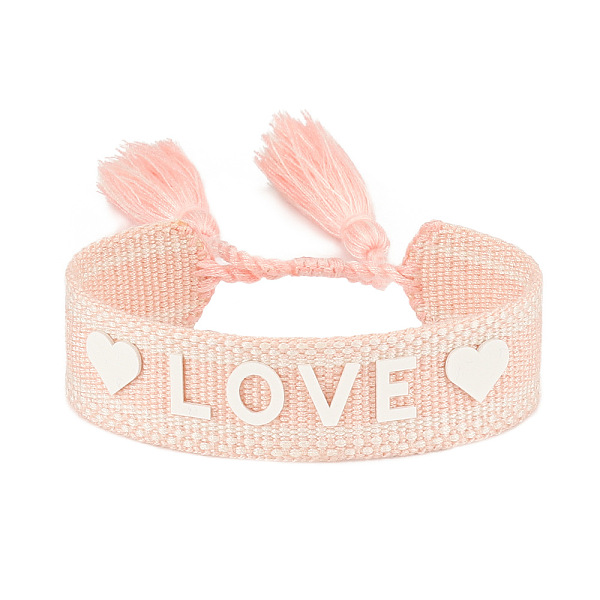PandaHall Silicone Word Love Pattern Braided Cord Bracelet with Polyester Tassels, Flat Adjustable Bracelet for Women, Misty Rose, Inner...
PandaHall Silicone Word Love Pattern Braided Cord Bracelet with Polyester Tassels, Flat Adjustable Bracelet for Women, Misty Rose, Inner...
