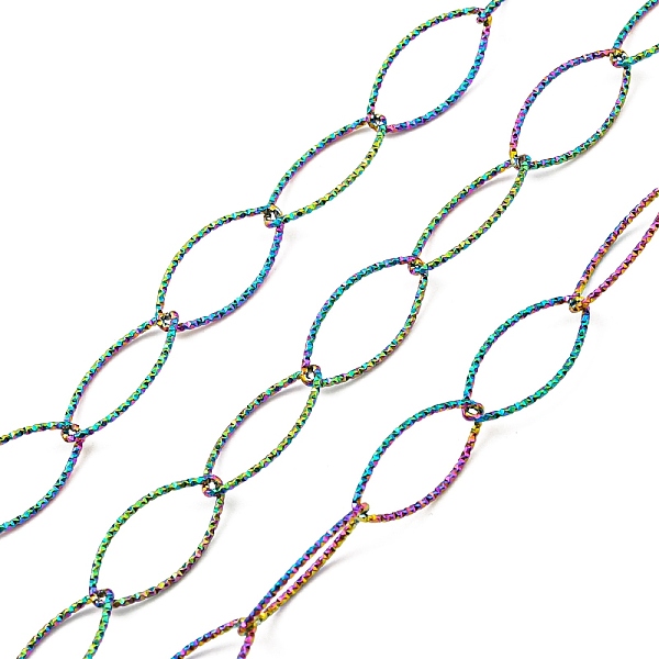 PandaHall Ion Plating(IP) 304 Stainless Steel Textured Horse Eye Link Chains, Soldered, with Spool, Rainbow Color, 20x10x1mm, about 16.40...
PandaHall Ion Plating(IP) 304 Stainless Steel Textured Horse Eye Link Chains, Soldered, with Spool, Rainbow Color, 20x10x1mm, about 16.40...