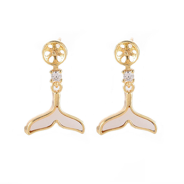 PandaHall Brass Micro Pave Clear Cubic Zirconia Dangle Stud Earrings Findings, with Natural Shell, for Half Drilled Bead, Nickel Free, Whale...
PandaHall Brass Micro Pave Clear Cubic Zirconia Dangle Stud Earrings Findings, with Natural Shell, for Half Drilled Bead, Nickel Free, Whale...