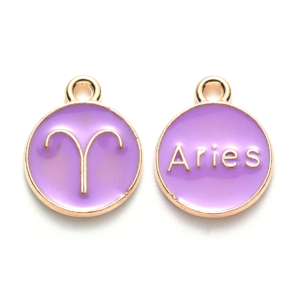 PandaHall Alloy Enamel Pendants, Cadmium Free & Lead Free, Flat Round with Constellation, Light Gold, Medium Purple, Aries, 22x18x2mm, Hole...
PandaHall Alloy Enamel Pendants, Cadmium Free & Lead Free, Flat Round with Constellation, Light Gold, Medium Purple, Aries, 22x18x2mm, Hole...