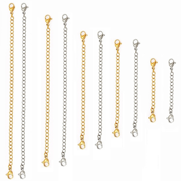 PandaHall 10 Strands 10 Style 304 Stainless Steel Chain Extender, with Curb Chains and Lobster Claw Clasps, Golden & Stainless Steel Color...
PandaHall 10 Strands 10 Style 304 Stainless Steel Chain Extender, with Curb Chains and Lobster Claw Clasps, Golden & Stainless Steel Color...