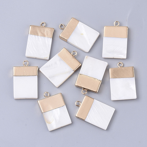 PandaHall Electroplate Freshwater Shell Pendants, with Top Golden Plated Brass Loops and Half Drilled, Rectangle, Seashell Color, 24x15x3mm...
PandaHall Electroplate Freshwater Shell Pendants, with Top Golden Plated Brass Loops and Half Drilled, Rectangle, Seashell Color, 24x15x3mm...