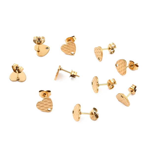 PandaHall Ion Plating(IP) 304 Stainless Steel Stud Earring Findings, with Ear Nuts, Textured Heart, Real 18K Gold Plated, 12x9mm, Hole...
PandaHall Ion Plating(IP) 304 Stainless Steel Stud Earring Findings, with Ear Nuts, Textured Heart, Real 18K Gold Plated, 12x9mm, Hole...